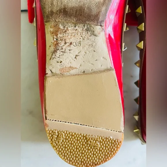 Valentino Garavani Rockstud red patent leather with studs pointed flats … - Picture 6 of 10